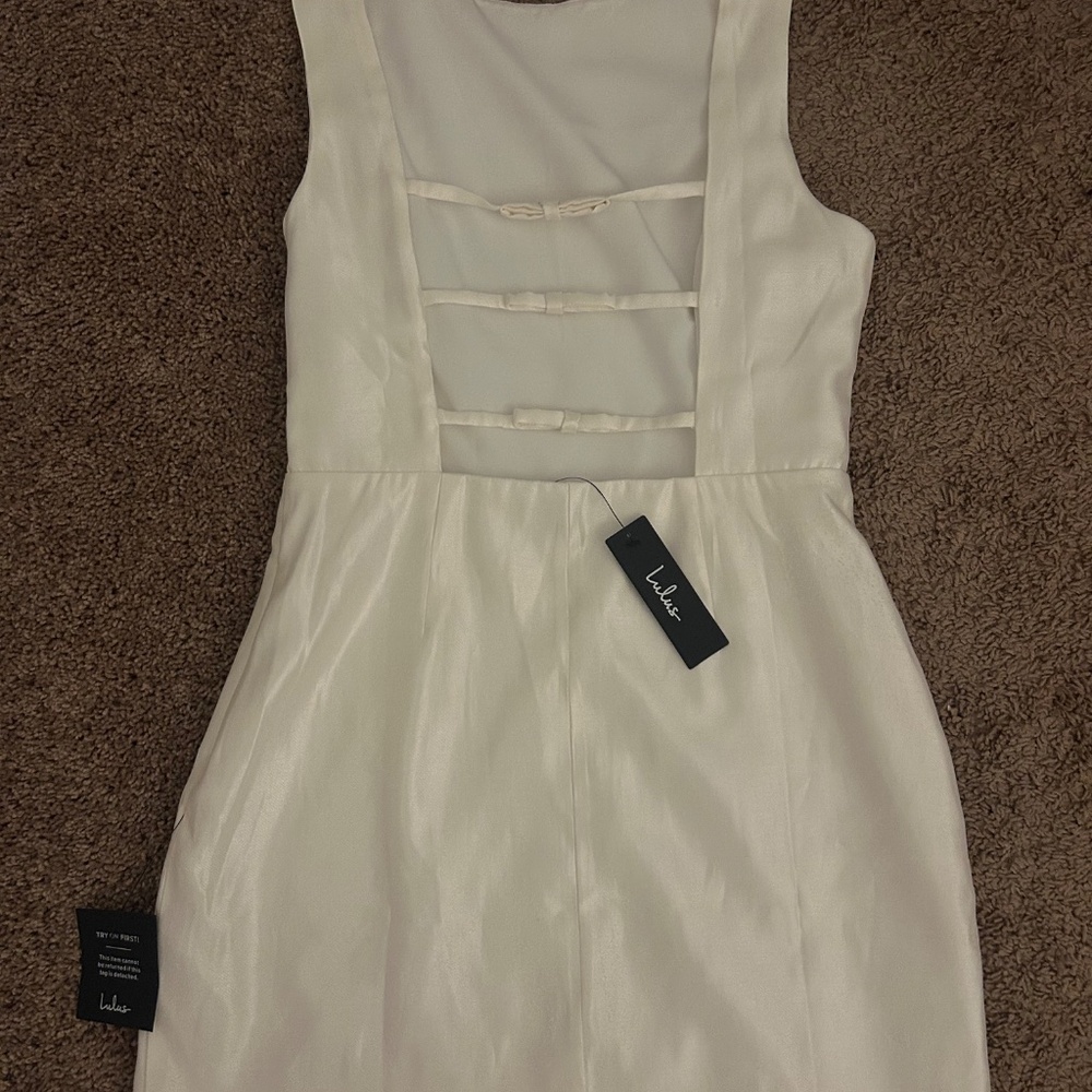 Lulus Sophisticated Selection White Sleeveless Backless Mini Dress - Size M - Picture 3 of 6